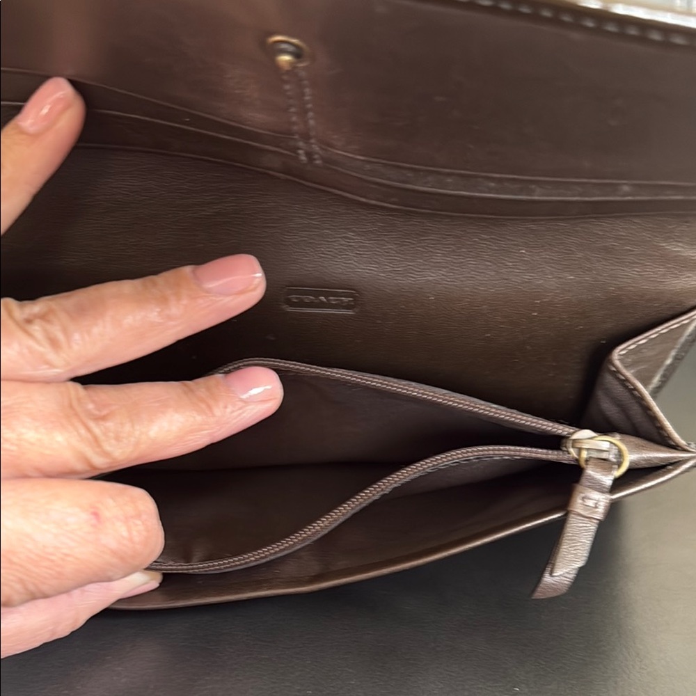 Coach Choco Brown Bronze Patchwork Wallet - image 4